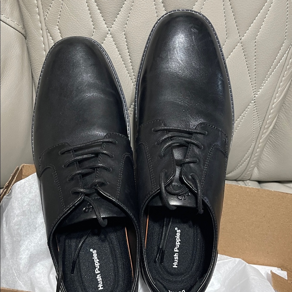 Hush Puppies Men's Black Leather Lace-Up Derby - Picture 6 of 9